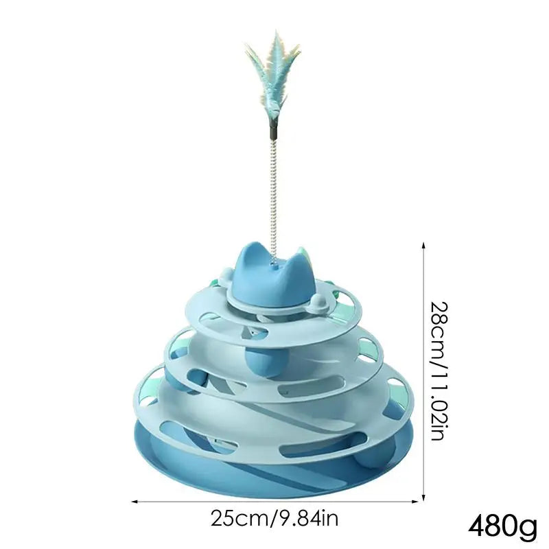 Giocattolo interattivo per gatti con rotelle: pista con palline mobili